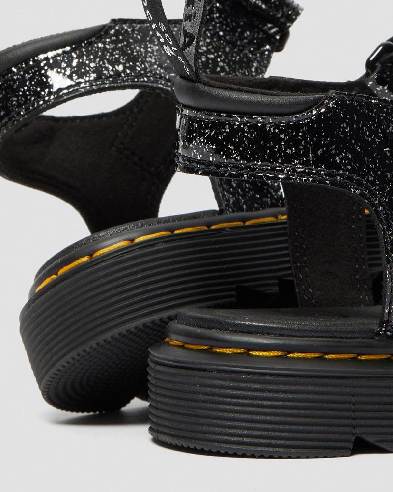 Kids' Dr Martens Junior Klaire Glitter Sandals Black | AU 718VRW